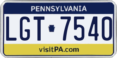 PA license plate LGT7540