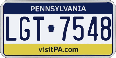 PA license plate LGT7548