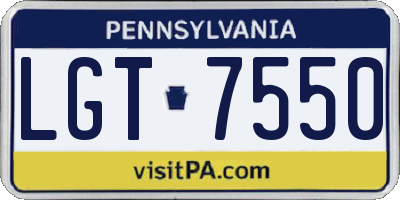 PA license plate LGT7550
