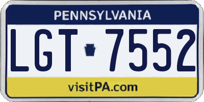 PA license plate LGT7552