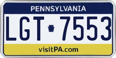 PA license plate LGT7553