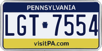 PA license plate LGT7554