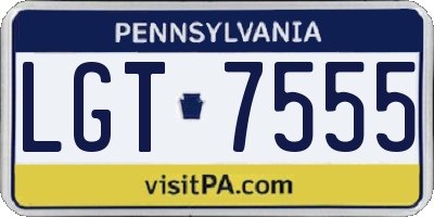 PA license plate LGT7555