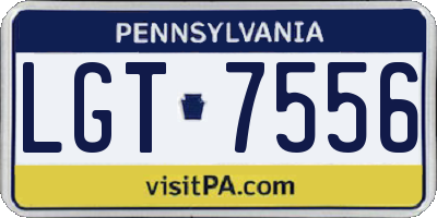 PA license plate LGT7556