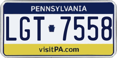 PA license plate LGT7558