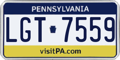 PA license plate LGT7559