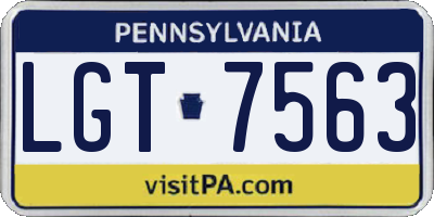 PA license plate LGT7563