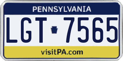 PA license plate LGT7565