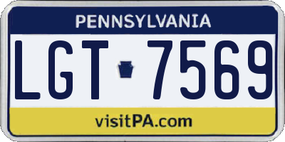 PA license plate LGT7569