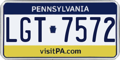 PA license plate LGT7572