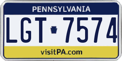 PA license plate LGT7574