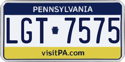 PA license plate LGT7575