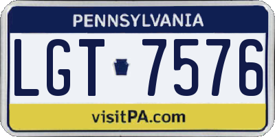 PA license plate LGT7576