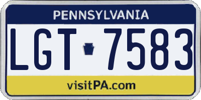 PA license plate LGT7583