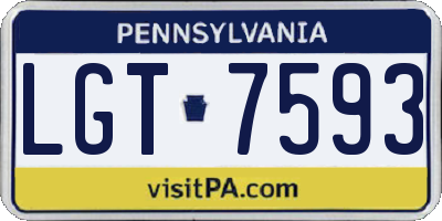 PA license plate LGT7593