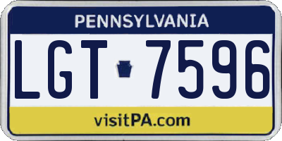 PA license plate LGT7596
