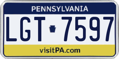 PA license plate LGT7597