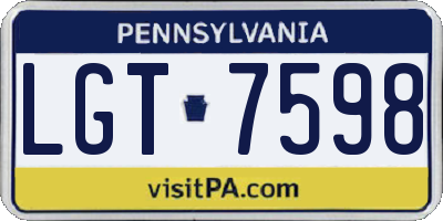 PA license plate LGT7598