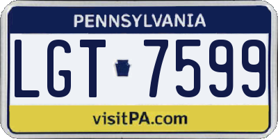 PA license plate LGT7599