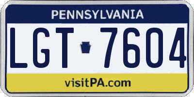PA license plate LGT7604