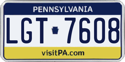 PA license plate LGT7608
