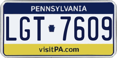PA license plate LGT7609