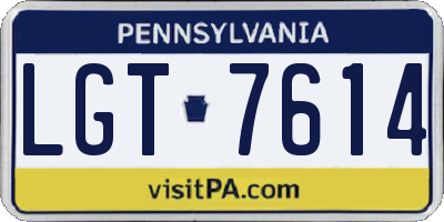 PA license plate LGT7614