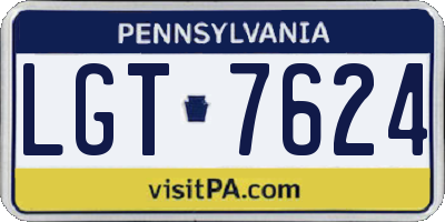 PA license plate LGT7624