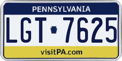 PA license plate LGT7625