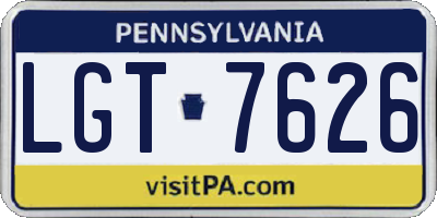 PA license plate LGT7626