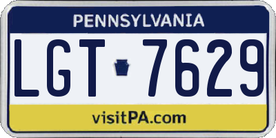 PA license plate LGT7629