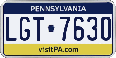 PA license plate LGT7630