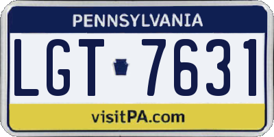PA license plate LGT7631