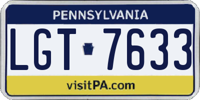 PA license plate LGT7633