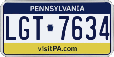PA license plate LGT7634