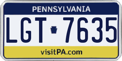 PA license plate LGT7635