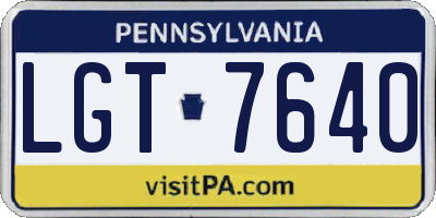 PA license plate LGT7640