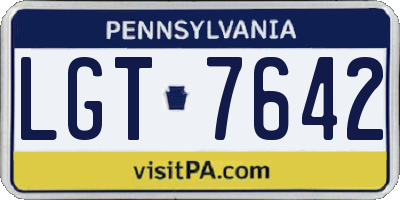 PA license plate LGT7642