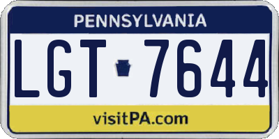 PA license plate LGT7644