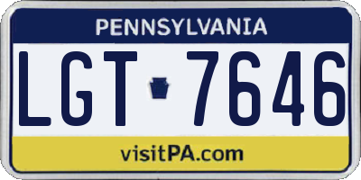 PA license plate LGT7646