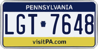 PA license plate LGT7648