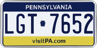 PA license plate LGT7652