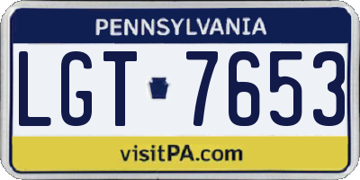 PA license plate LGT7653