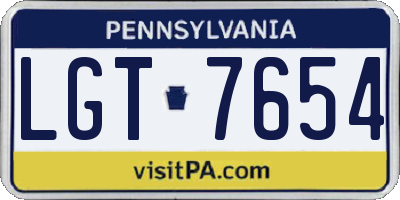 PA license plate LGT7654
