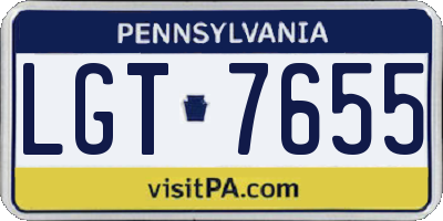 PA license plate LGT7655