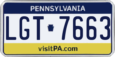 PA license plate LGT7663