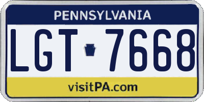 PA license plate LGT7668