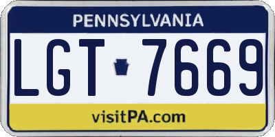 PA license plate LGT7669
