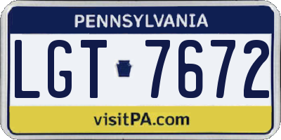 PA license plate LGT7672