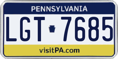 PA license plate LGT7685